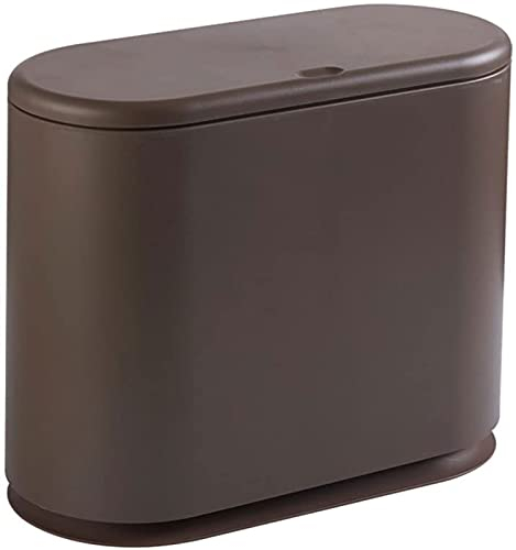 TEmkin Poubelle Poubelle, Poubelle à pédale de Toilette de Salon de Chambre à Coucher de ménage, Salle de Bain avec Panier à Papier de Couverture (Couleur: Kaki) (Marron foncé)