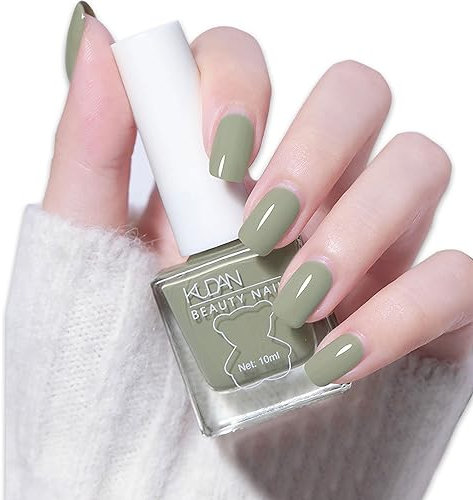 TBeautfave Green Nail Varnish, Nude Nail Polish Quick Dry Long Lasting Nail Polish, Non-Toxic, Breathable Nail Polish No Need Cure Nail Gel Polish Nail Varnish at Home Manicure