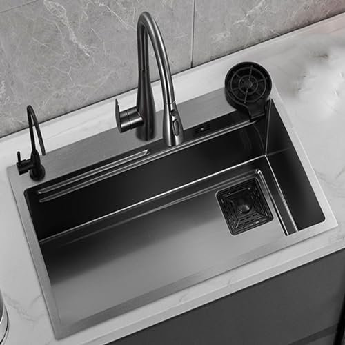 Fregadero de Cocina Material de Acero Inoxidable 304 Fregadero para lavavajillas doméstico anticorrosión y antioxidante Nano, antiincrustante y antiarañazos (750x450 mm)