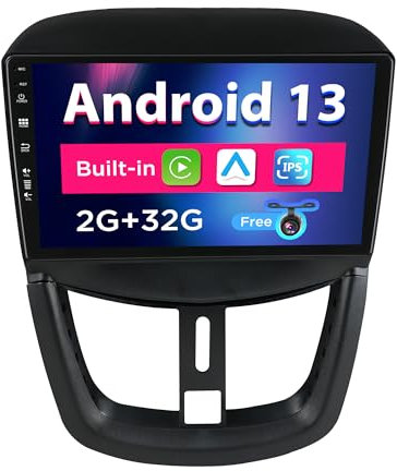 SXAUTO Android 12 IPS Car Stereo For Peugeot 207 (2006-2015) - 2G+32G - Wireless CarPlay/Android Auto - Rear Camera Free - 9 Inch 2 Din - DAB Steering Wheel Fast-boot DSP Bluetooth WIFI Split-Screen