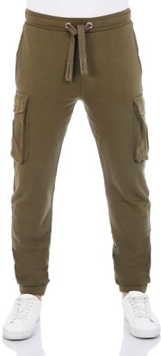 Riverso RIVLoris Pantalon de Jogging Cargo en Coton Pour Homme - Coupe Droite, Sport et Loisirs - Poches - Rouge, Bleu, Noir, Vert Ivy - Tailles S à 5XL - XL