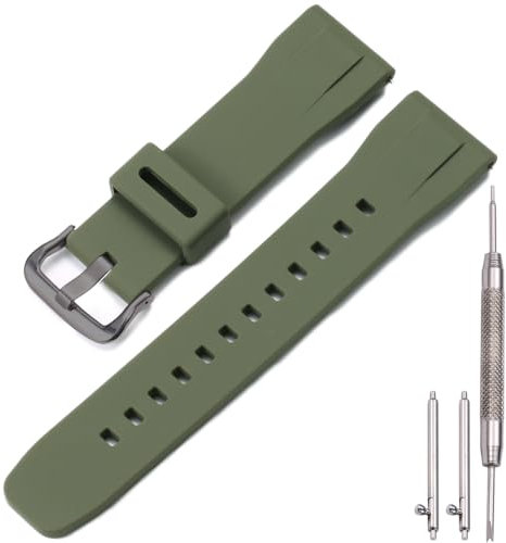 Wasserdichtes Silikon-Uhrenarmband kompatibel mit Casio Protrek PRG650 600 PRW6600 Herren-Sport-Ersatzarmband 24mm Strap (Military Green Black buckle)