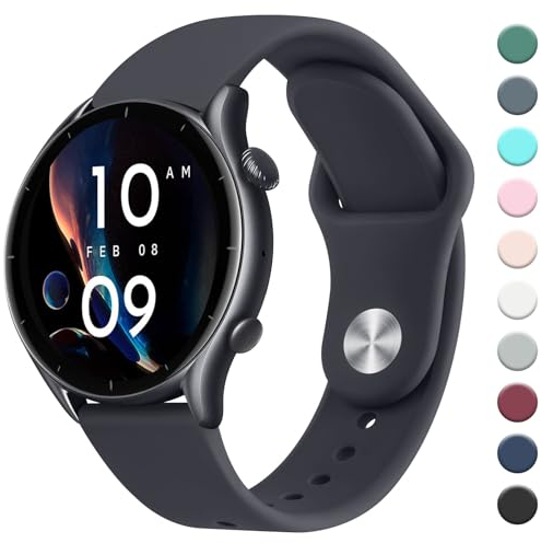Mugust Armband Kompatibel mit Amazfit GTR 47mm / GTR 2 / GTR 2e / GTR 3 / GTR3 Pro/GTR 4 / Stratos 3 / Stratos 2, 22mm Neues Silikon Armband Sport Ersatz Uhrenarmband, Mitternachtsblau