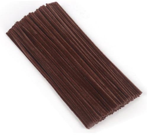 100 Stück Pfeifenreiniger, Braune Pfeifenreiniger Chenilledraht 6mm*30cm, Pfeifenputzerdraht für Handwerk DIY Craft Projekte Chenilledraht Biegeplüsch zum Basteln und Dekorieren Pipe cleaners brown