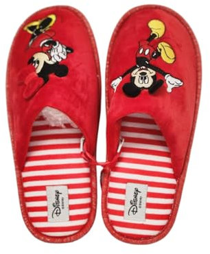 Divas World Mickey & Minnie Mouse Damen Hausschuhe, Neuheit Damen Slip-On Pantoletten Sandalen, Ideal zum Entspannen zu Hause, rot, 38/39 EU