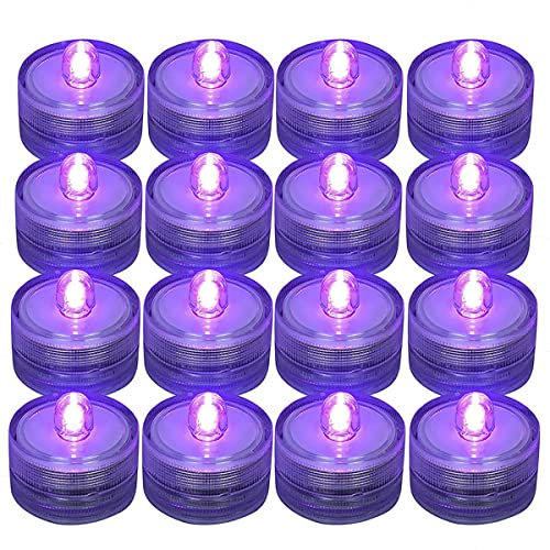 Knadgbft 12Pcs Submersible LED Light,Purple Waterproof Flameless Candle Tea Lights,Underwater Battery Operated Seasonal Festival