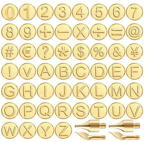 DIY Wood/Leather Burning Set + 26 Letters Copper Mold - DIY Wood Burning/Carving Set, Letter Soldering Iron DIY Tools, Letter Wood Burning Tip Kit for Wood DIY Making Crafts Embossing (56PCS)