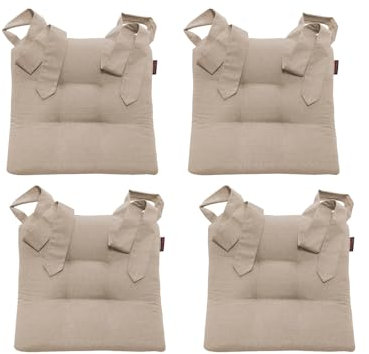 MAGMA Fino Stuhlkissen Sitzkissen Schleifenband Auflage Polster Stuhl Stuhlauflage Rattanstühle extra dick Esszimmerstühle 4er Set Indoor Outdoor (Taupe)