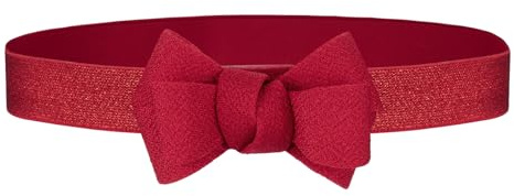 YooAi Damen-Gürtel für Kleider Schlanker dünner mit Schleifen-Dekor Elastischer Gürtel für die Damen-Taille 74 Rot