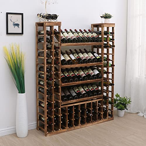 Weinflaschenregal – bodenstehender Weinkühler, Vitrine, Trennschrank aus massivem Holz, Land-Ausstellungsständer, Wein-Organizer-Lagerregal für Haushalt/Bar/Theke, L120 x B30 x H150 cm