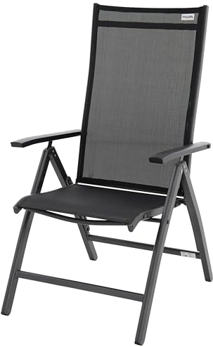 Doppler Luxus Klappsessel Detroit Plus anthrazit, 7-Fach verstellbar mit Textilen Bezug in Anthrazit