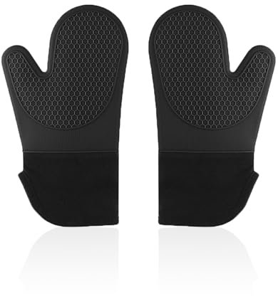 DAZZLUXE 1 paire de gants de four, gants de four en silicone, gants résistants à la chaleur, gants de four à double noir, gants de four à micro-ondes, gants de cuisine