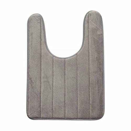 Coral Velvet Tapis de sol antidérapant en forme de U en coton à mémoire de forme de U pour salle de bain Tapis de toilette antidérapant 20 x 24 cm Tapis moelleux Grand (gris, B)