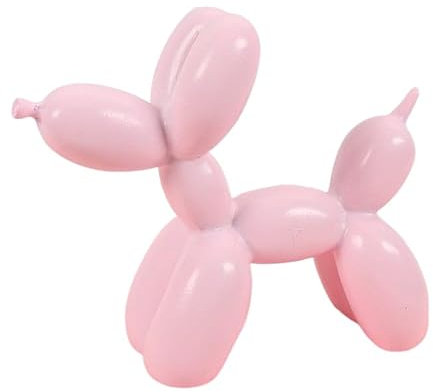 Kwetss Miniaturfigur mit Ballon-Hund, Tier, kleine Statue, Harzballon-Hundeskulptur, moderne Desktop-Ornament, Dekoration, niedliches Tier, Bastelfigur, Ballon-Hund (Rosa)