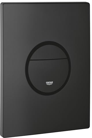 GROHE Nova Cosmopolitan Flush Plate for Concealed Cisterns (Dual Flush or Start-and-Stop Actuation for Pneumatic Drop Valve AV1, Water Saving, Versatile Fit), Size 156x197mm, Phantom Black, 38765KF0