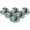 Villeroy & Boch like. by Lave Glacé Kaffeetassen mit Untertassen 6er Set, 190 ml, Kaffee-Set für 6 Personen, Steingut-Kollektion im Pottery-Stil, Türkis