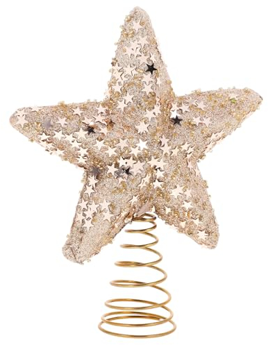 Cabilock Weihnachtsbaum-Sternspitze Glitzernde 5-Punkt-Stern-Baumspitze Pentagramm-Baumkronen-Ornament Für Weihnachtsbaumdekorationen Urlaub Party Zuhause Innenbereich Golden