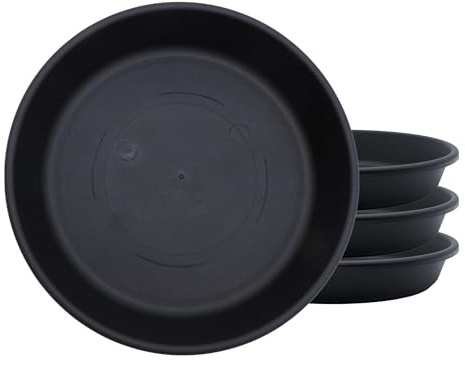 The HC Companies SLI10000G18T032LREGC - Sottovaso Rotondo Classico, in plastica, 25,4 cm, Confezione da 4, Colore: Nero