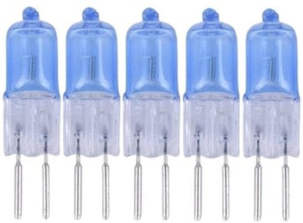 LEDLOCLB Lampadina Alogena G5.3 Con Alloggiamento In Vetro Trasparente Blu 12V 20W 30W 50W Bianco Caldo 2700K Lampadine, 5 Pezzi,Conchiglia Blu,20 W