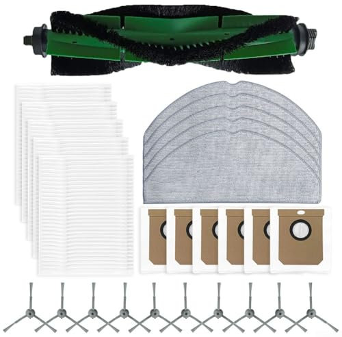 Lot de 27 pièces de rechange pour Conga 7490 Ultimate Home X-Treme Genesis robot aspirateurs – 1 brosse à rouleau, 5 filtres HEPA, 5 chiffons pour serpillère, 6 sacs à poussière, 10 brosses latérales