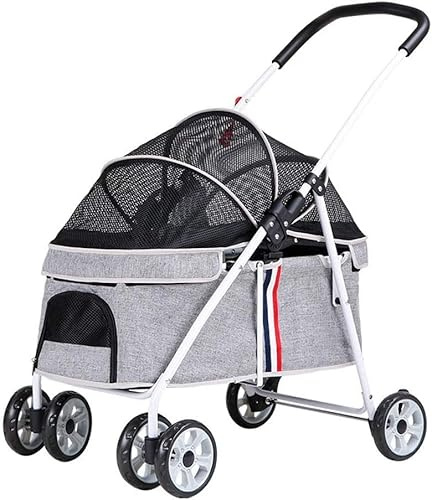 GLETSF Kinderwagen für Haustiere mit Verstellbarer Markise, Hundebuggy ohne Reißverschluss für kleine und mittelgroße Hunde bis 20 kg, Hundekinderwagen (blau) (Gr)