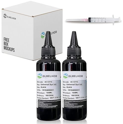 Universal Dye Refill Tinte Kits Anzug für EPN Canon HP Brother Lexmark Samsung Dell Kodak Tintenstrahldrucker Kompatibele Patronen Nachfüllbare Patronen CISS CIS System,2 Schwarz,200ml