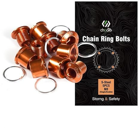 CNCLOL Einzel-/Doppel-Kettenblattschrauben, M8 Fahrrad-Kettenblattschrauben und Muttern für MTB/BMX/Fahrrad (Schwarz/Blau/Orange/Rot)