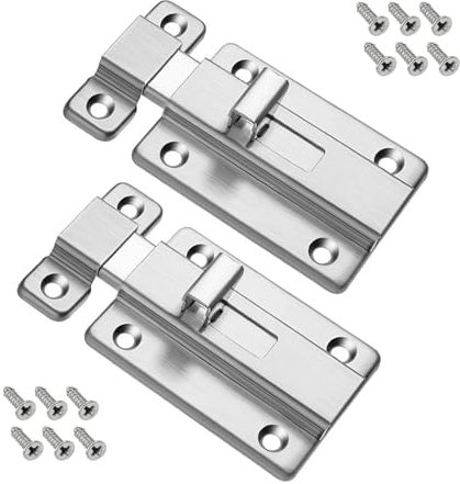 Verrou Porte 2 PièCes Verrou Porte Coulissante Acier Inoxydable Loquet Porte Verrou De Porte pour Tous Types De Portes IntéRieures