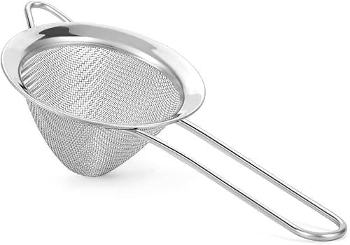 Stainless Steel Fine Mesh Strainer For Kitchen - Sieve Sifters For Food, Tea, Rice, Oil, Noodles, Fruits, Vegetables - Rust-Proof, Easy to Clean Drink Strainer (Silver)