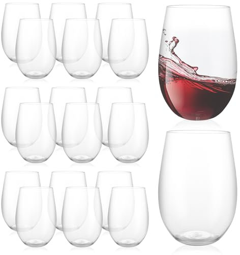GBACHOOSE 20 Stück 450ml Weingläser Ohne Stiel, Weinglas Ohne Stiel Kunststoff, Wasserglas Plastik, Wassergläser Set Wiederverwendbar, Trinkgläser Groß für Champagner, Whiskey, Saft, Milch