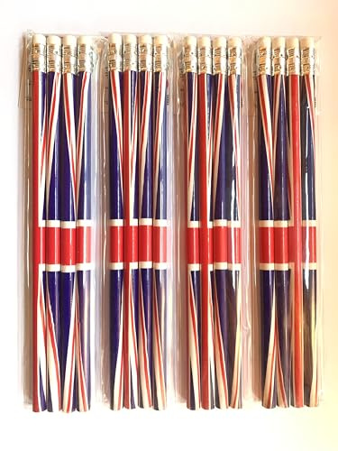 MAHAR Matite Union Jack – Confezione da 16 matite con bandiera britannica per scuola, ufficio e bomboniere, cancelleria e souvenir a tema Regno Unito | Regali britannici e forniture per aule