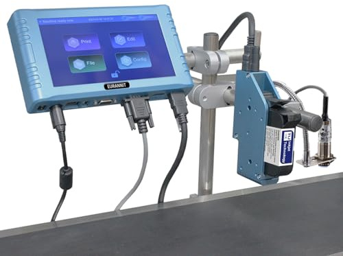 Eurannit Máquina automática de codificación de inyección de tinta para línea de producción, impresora térmica de inyección de tinta 260E con pantalla táctil de 7 pulgadas para fecha/lote/código