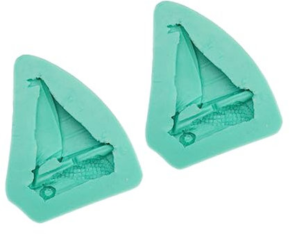 Amosfun 2pcs Fishing Boat Fondant Mold Cake Mould Biscuits Moulds DIY Sailboat Cake Decorations Silicone Molds