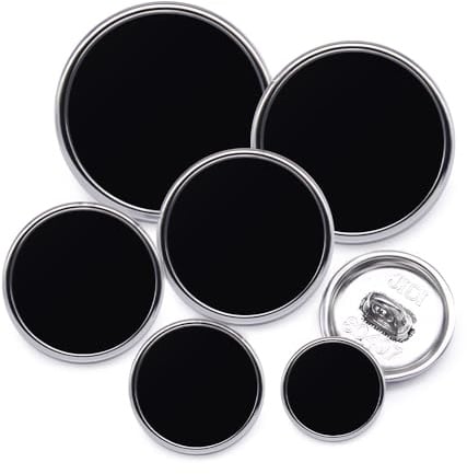Jamsinmu 36PCS Metallknöpfe Rund Geformte Nähknöpfe Metall Flache Knöpfe Hemd Hose Knöpfe Runder JS169-Silver Black MIX