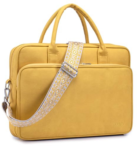 SUCIKORIO Laptoptasche Damen Leder 15,6 Zoll, Wasserdicht Arbeitstasche Damen Elegant Lehrertasche Groß Laptop Aktentaschen Leder Mit Vielen Fächern Briefcases für Frauen, Arbeit, Schul, Büro, Lehrer