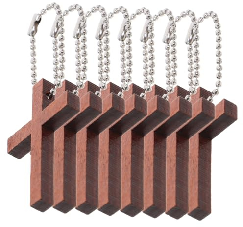 STOBOK Wooden Cross Charms for Keychain 20pcs Cross Pendants Decorative Charms