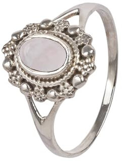 mantraroma Ring Silber 925 Damen Rosenquarz Edelstein rosa dezent verspielt
