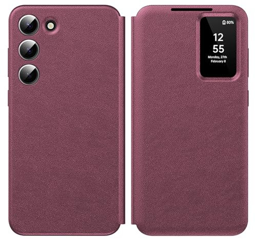 Nshkeji Coque pour Samsung S23 Plus Clear View, Etui Smart View, Flip Folio Cover à Rabat, Étui Portefeuille Galaxy S23 Plus Clear View, 360 Full Clapet Protection Case S23 Plus