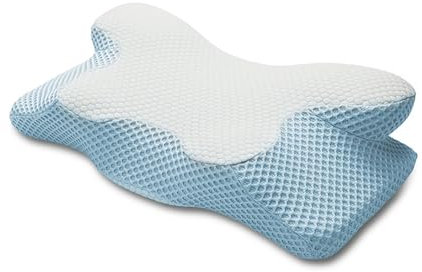 Yokqexz Premium Konturkissen Zur Schmerzlinderung – 3D-Balance-Unterstützung Mit Belüftetem Stoff, Ideal for CPAP-Benutzer Und Personen, Die Im Schlaf Schwitzen(Blue)