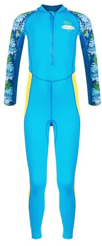 AUBIG Girls Boys Neoprene Thermal Warm One Piece Swimsuit Long Sleeve UV Protection Back Zipper Rash Guard