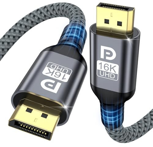 TEFLOTY 16K Cable DisplayPort 2.1, Cable Display Port 80Gbps 16K@60Hz, 8K@120Hz, 4K @240Hz/165Hz/144Hz, Cable DP Compatible con HDR10, FreeSync, G-Sync, para PC, Monitor, Tarjeta Gráfica, Gaming