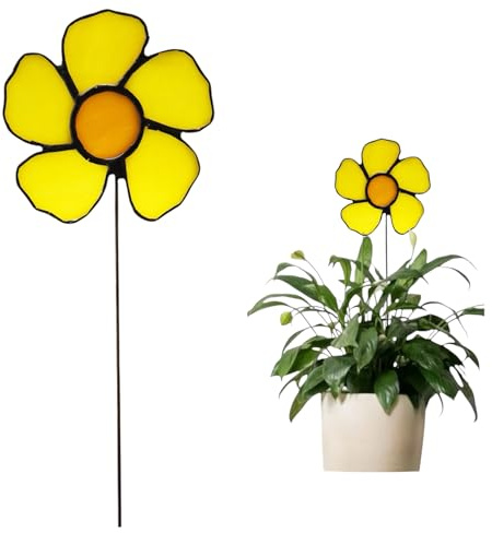 Buntglas-Blumenstecker, ideales Geschenk zum Muttertag, Sonnenfänger-Geschenk für handgefertigte Blumendekoration, Geschenk für Mutter, Pflanzenliebhaber, Innenwege, Terrasse, Rasen, Dekorationen (B)
