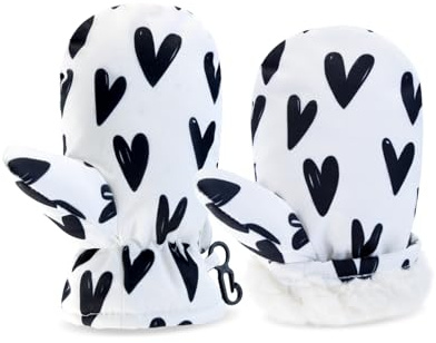 SEYUFN Ski Gants Hiver Gant Enfant Fille Moufles Bebe Moufle Garçon Respirant Gant pour Filles Peluche Gants Garçon Chaud (Cœur, M(1-2 Ans))