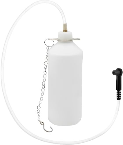 TUAKIMCE 1L Brake & Clutch Fluid Bleeding Bottle with Hanging Hook, Brake Bleeder Kit Includes 70cm Tube & Rubber Connector Adaptor for Safe, Mess-Free Fluid Collection