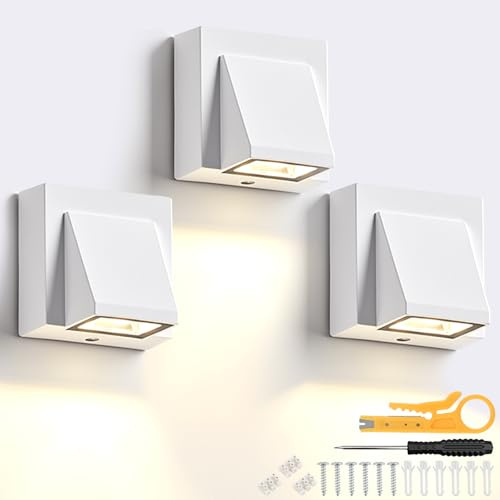 BlueXP 3 Stück LED Außenwandleuchte 5W Wasserdicht Aluminium Wandlampe | Energiesparende LED Außenbeleuchtung wetterfestem Design inklusive Montageset perfekt für Garten Terrasse Balkon und Eingang