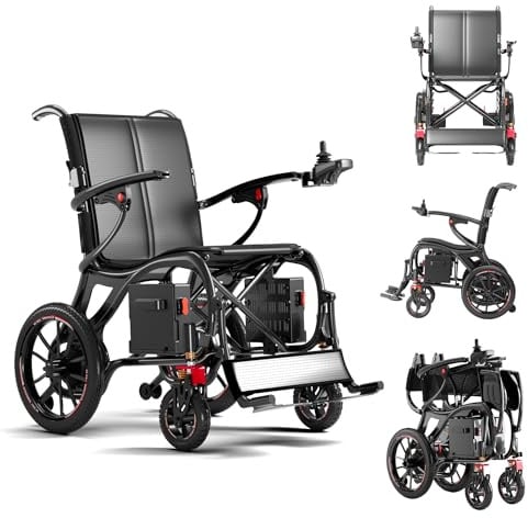 XP01 Rollstuhl Elektrisch Faltbar, Kohlefaser, 400W Motor, 25 km Reichweite, 150 kg Tragfähigkeit, Abnehmbarer Lithium-Akku,Für Erwachsene – Ideal für Reisen & Alltag