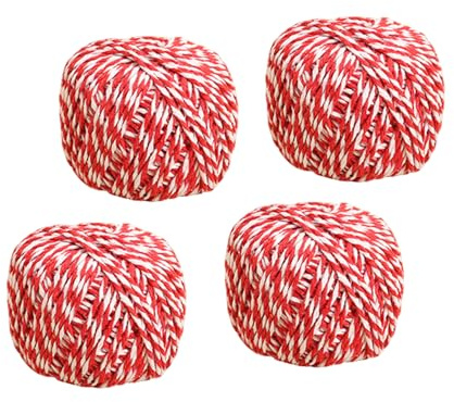 4 Rolls Red Cotton Cord 70 Meter Cotton Twine String for Crafting, Binding, Wrapping