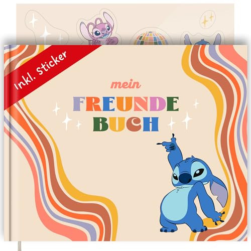 PRINTHOUSE Stitch Freundebuch Kindergarten Mädchen Inkl. Sticker - Offiziell Lizensiertes Disney Produkt - Freundschaftsbuch Kindergarten Freundebuch Mädchen Meine Kindergartenfreunde Buch DinA5