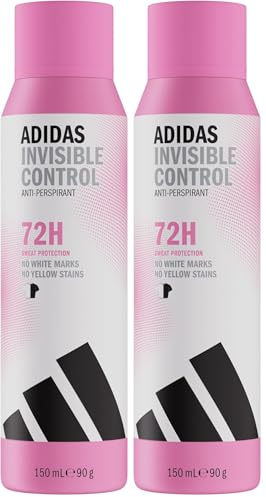 adidas Déodorant spray anti-transpirant Invisible Control pour femme, Parfum frais, Protection contre la transpiration pendant 72 heures, Doux pour la peau, Formule vegan, 150 ml (Lot de 2)