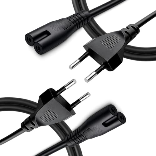 2PCS Câble d'alimentation EU Plug C7, 1.5m, pour Appareils Electroniques, Cordon D Alimentation Fiable Et Durable pour Equipements Domestiques Multimedias Et Usage Quotidien